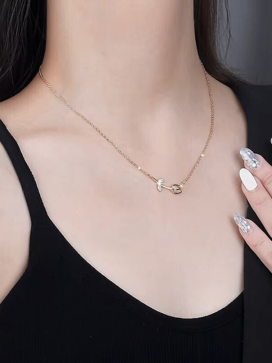 By Queen Silver Gold Plated Necklace Tulip With Zircon