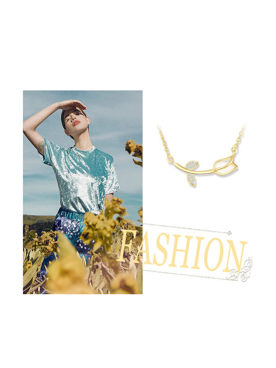 By Queen Silver Gold Plated Necklace Tulip With Zircon