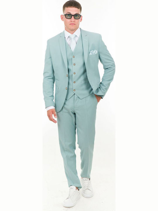 Men's Suit with Vest Menta