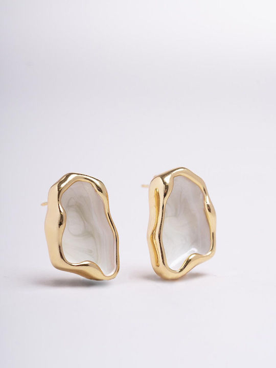 Late Again Gold Plated Steel Stud Earrings