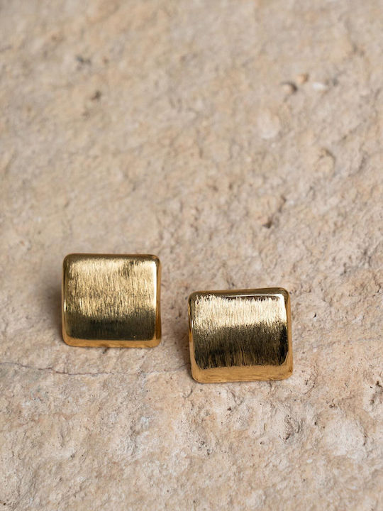 Late Again Gold Plated Steel Stud Earrings