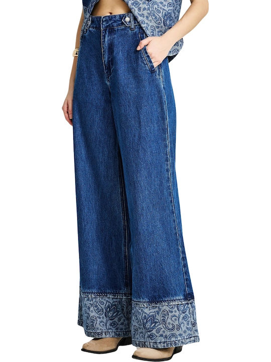 High Rise Women's Jean Pants in Wide Leg Style