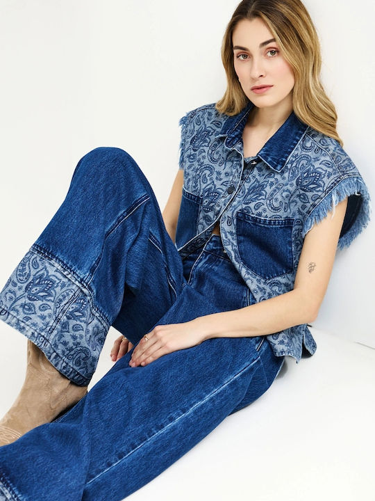 High Rise Women's Jean Pants in Wide Leg Style