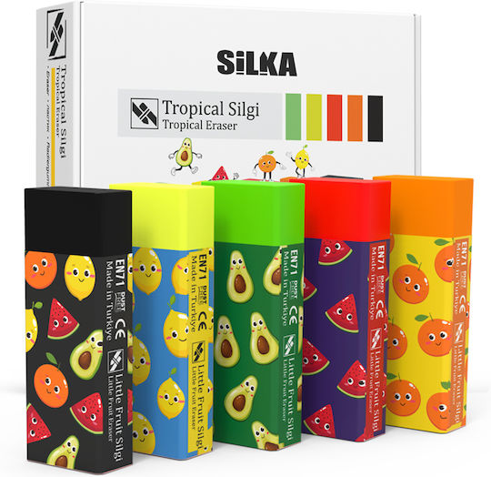 Silka Box Pencil Erasers No Residue 20pcs/box Silka Tropical Fruit Design