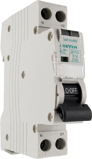 Geyer Earth Leakage Relay 1p 30ma Type A Automatic Circuit Breaker B 16a 6ka