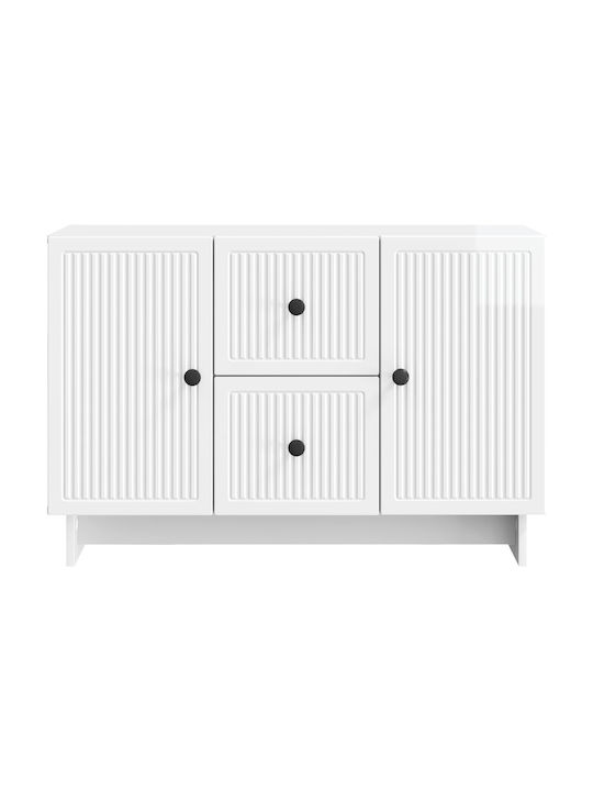Wooden Sideboard mit Schubladen Hochglanz Weiß 89x34.5x60cm