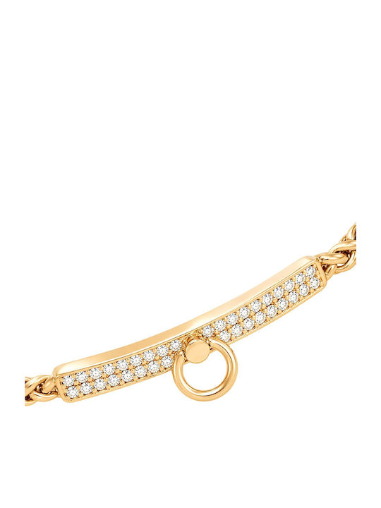 Rebecca Women's Bracelet Handcuffs made of Steel Gold Plated with Zircon