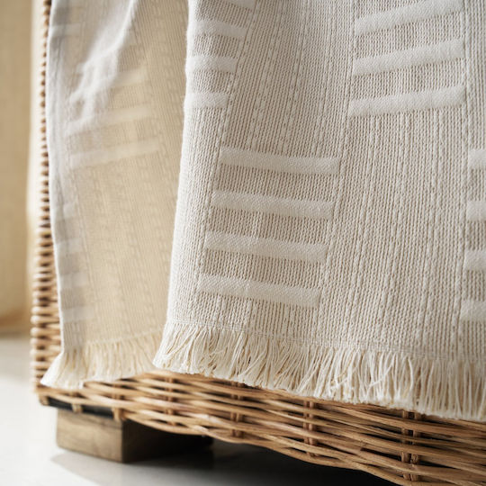 Gofis Home Calyra Покривка За Четириместен Диван Жакард 180x350см Natural Beige