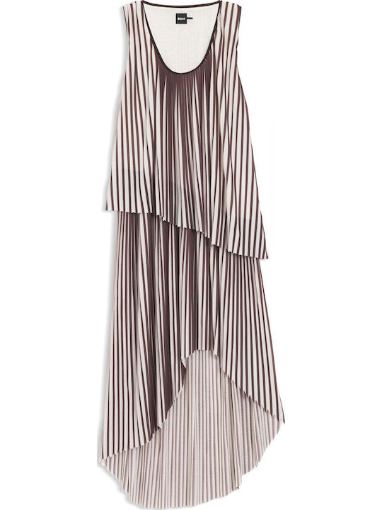 Midi Dress for Wedding and Christening Brown and Ecru