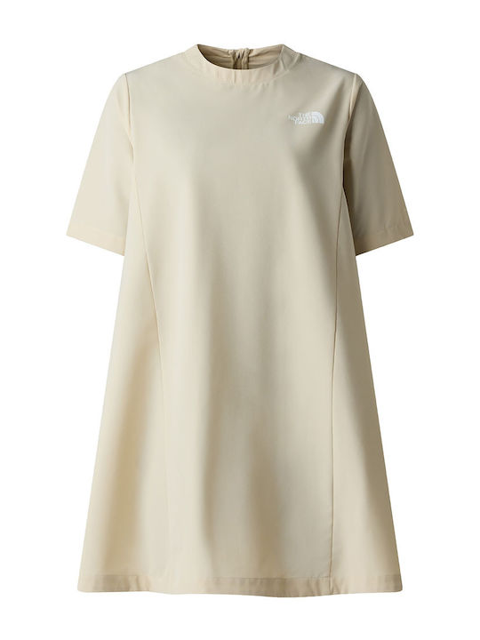Summer Mini Athletic Dress T-Shirt Short Sleeve Beige