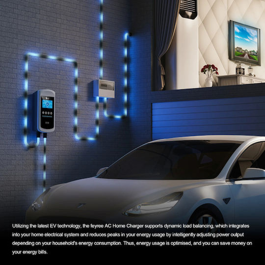 Qova Stație de Încărcare Montată pe Perete Monofazată 7.6kW cu Cablu Încorporat Tip 2