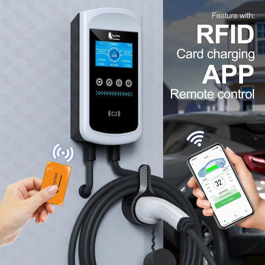 Qova Stație de Încărcare Montată pe Perete Monofazată 11kW cu Cablu Încorporat Tip 2