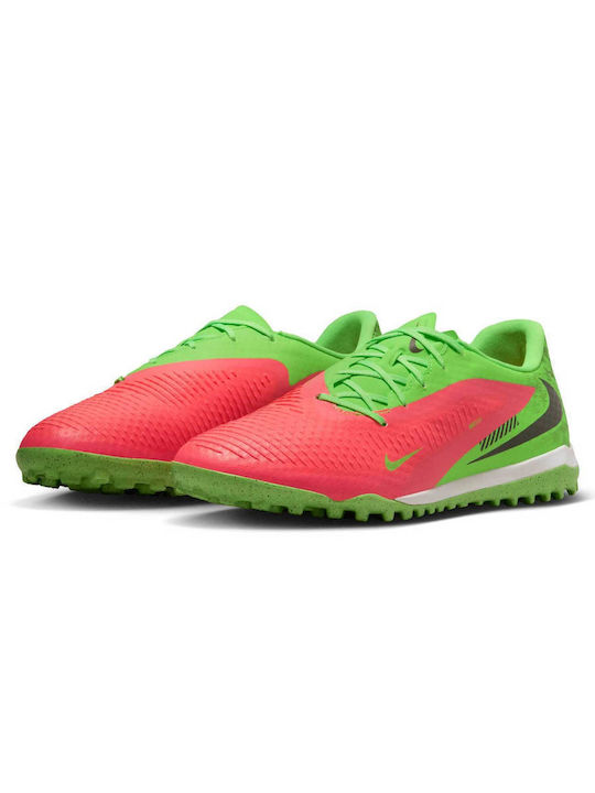 Nike Phantom 6 Low Academy Erling Haaland TF Fußballschuhe mit geformten Stollen Hot Punch / Green Strike / Schwarz