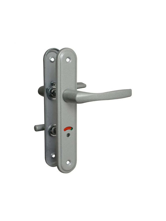 Metal WC Door Handle Silver Plate
