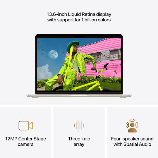Apple MacBook Air 13.6" Ecran IPS Retina (M5-10 nuclee/24GB/512GB SSD/10-Core GPU) Starlight (Tastatură International English)
