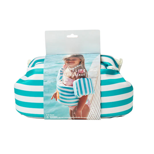 Sunnylife Σωσίβιο Γιλέκο 3-6 Ετών Poppy Peach Green Stripe 26180128