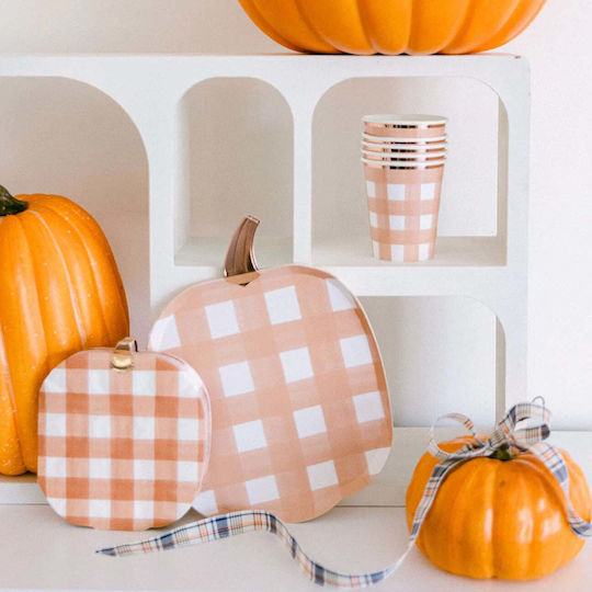 Meri Meri Halloween Pumpkin Farfurie pentru Party Halloween 8buc
