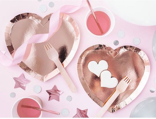 PartyDeco Heart Πιάτο για Party 6τμχ