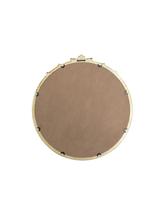 Artekko Wall Mirror With Gold Wooden Frame Diameter 76cm