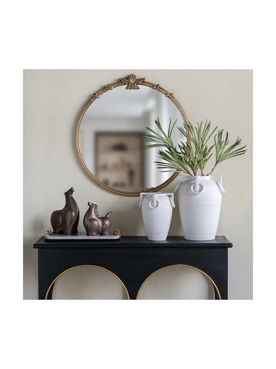 Artekko Wall Mirror With Gold Wooden Frame Diameter 76cm