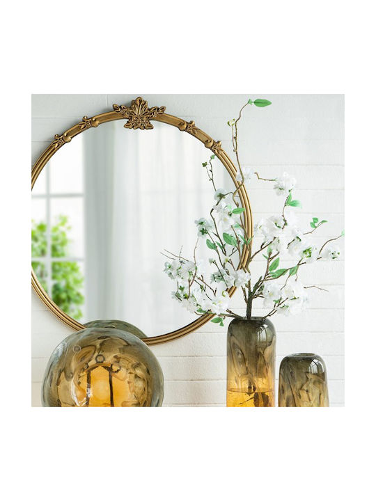Artekko Wall Mirror With Gold Wooden Frame Diameter 76cm