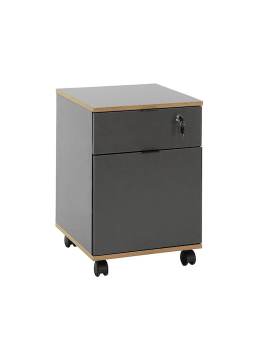Rio Office Storage Chipboard Drawer with Wheels & Drawers Charcoal L41xW45xH61cm