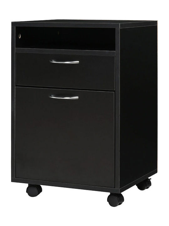 Office Storage Chipboard Drawer with Wheels & 2 Drawers Black L40xW35xH60cm
