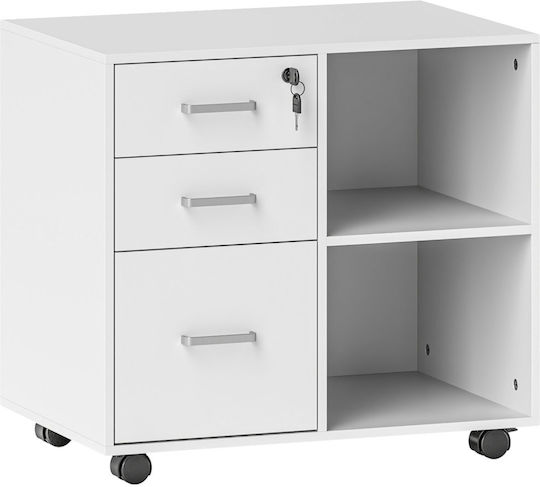 Schublade Büro mit Rollen & Schloss White 60x40x56cm