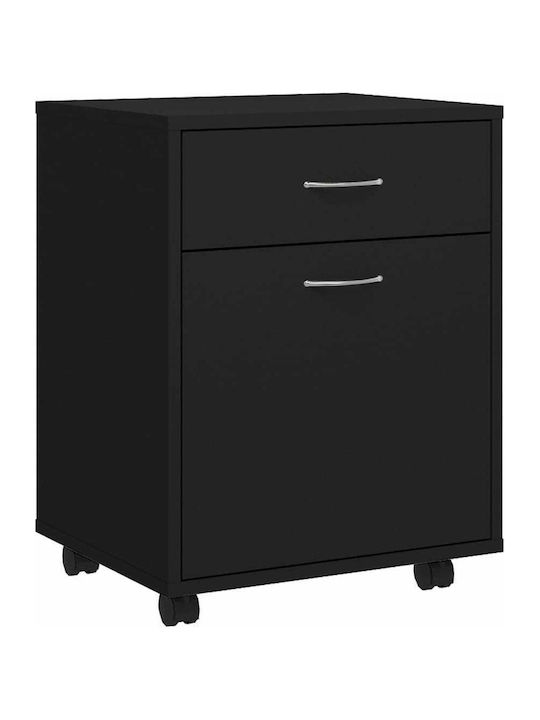 vidaXL Office Cabinet Wooden with Wheels Black 45x38x54cm