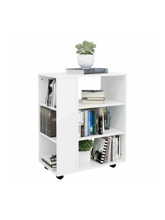 vidaXL Office Storage Cabinet Wooden with Wheels White 60x35x75cm