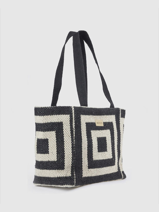 Rattan Gestrickte Damen Schultertasche Schwarz