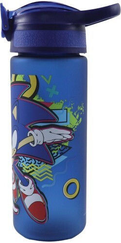 Gim Sonic Детска Бутилка За Вода Термос Пластмаса със Сив Сламка 600ml