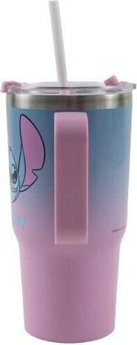 Gim Stitch Stainless Steel Kids Water Bottle Thermos with Straw Transparent 520ml