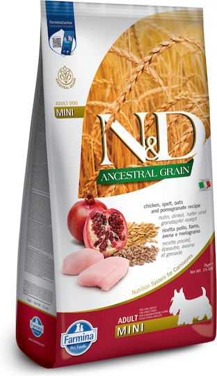 Farmina Ancestral Grain 7kg Hrană Uscată pentru Câini Adulţi de Rase Mici cu Pui și Rodii de rodie