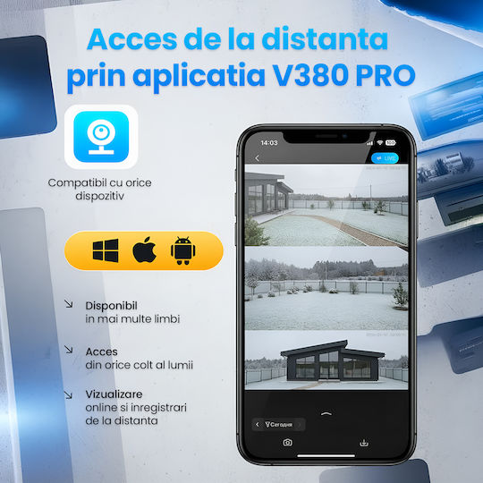TN-113 Cameră de Supraveghere IP Triplu Wi-Fi/4G Full HD+ 5MP Impermeabilă cu Baterie și Obiectiv 4mm