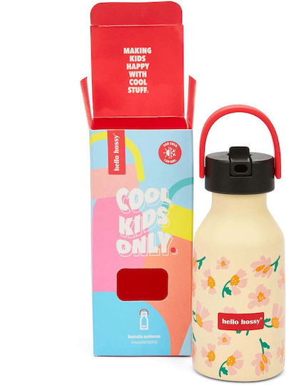 Hello Hossy Sticlă Pentru Copii Din Oțel Inoxidabil Cu Pai Springtime 350ml