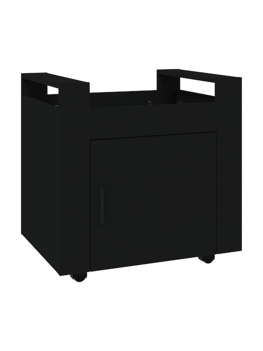 Cabinet de Birou cu roți în Culoare Neagră, 60x45x60cm