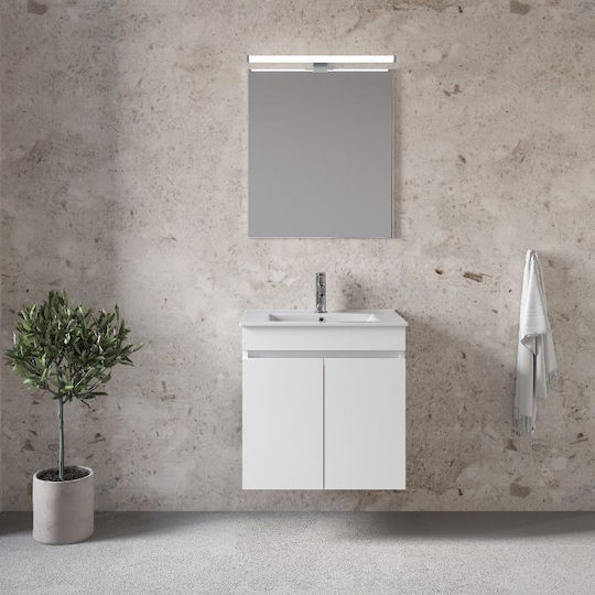 Furnibath Πάγκος με Νιπτήρα Μ41xΒ60xΥ41cm Λευκή Λάκα