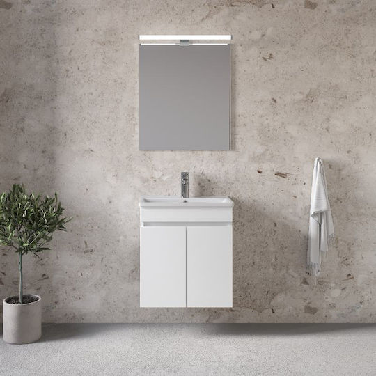 Furnibath Πάγκος με Νιπτήρα Μ41xΒ60xΥ41cm Λευκή Λάκα