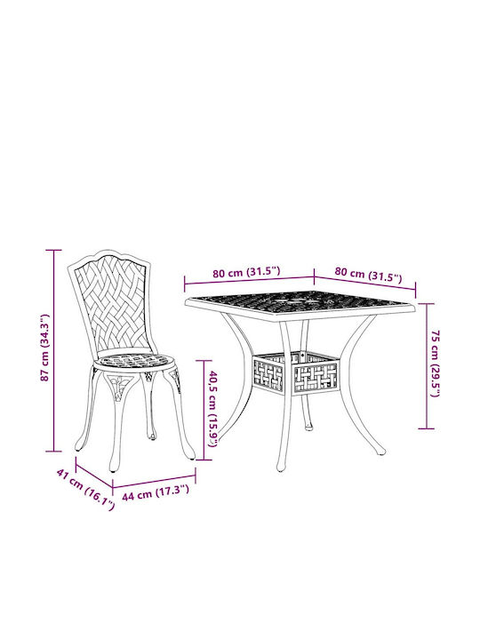 Dining Room Set for Small Outdoor Spaces 3 Pieces Black