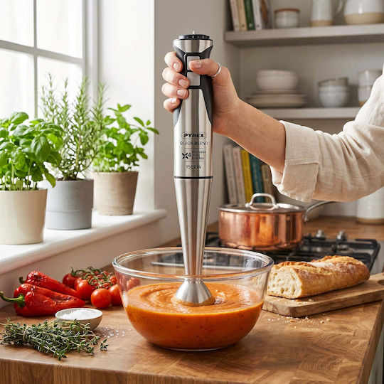 Pyrex SB-630 Blender de Mână cu Tijă din Inox 1500W Argintiu