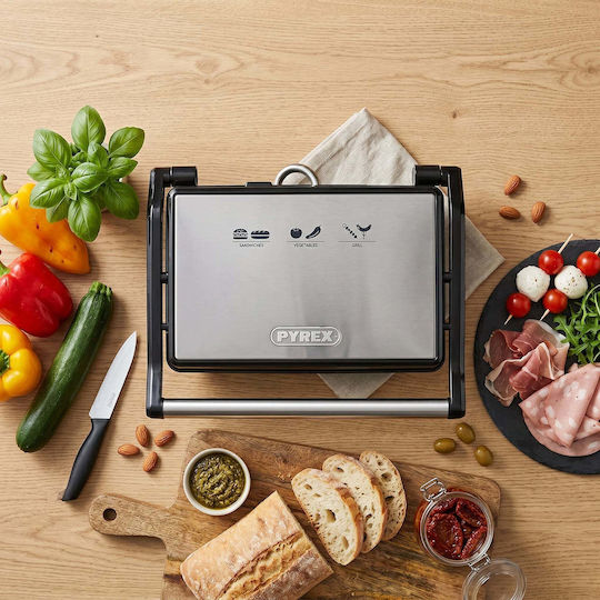 Pyrex SB-291 Sandwich Maker pentru for 2 Sandwiches Sandvișuri 1000W Inox