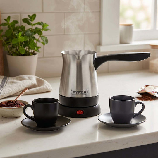 Pyrex Electric Greek Coffee Pot 850W with Capacity 400ml Inox