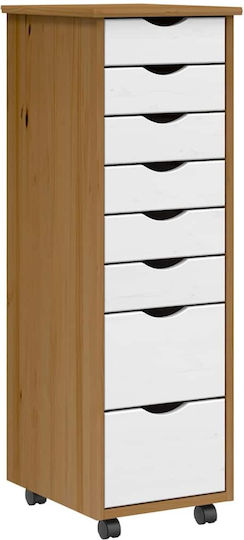 Vidaxl Rollcontainer Schubladen Moos Honigbraun Massives Kiefernholz 34x39x103cm 1 Stück Braun