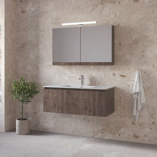 Furnibath Шкаф със Мивка & Огледало Д61xШ35xВ46см Сив