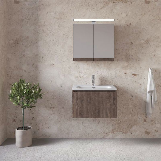 Furnibath Countertop with Sink & Mirror L101xW35xH46cm Grey