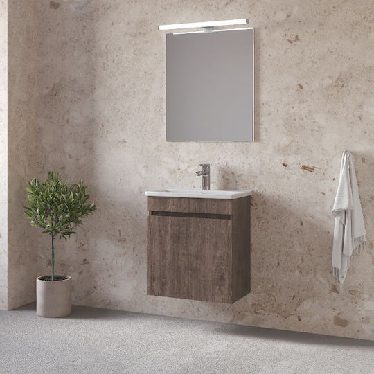 Furnibath Blat cu Lavoar & Oglindă L55xW60xH33cm Gri
