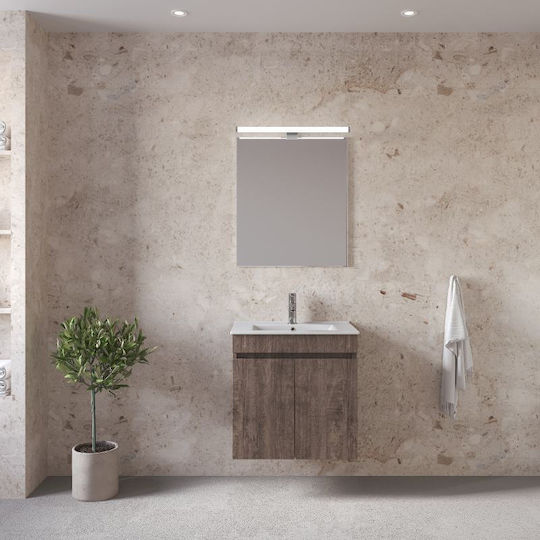 Furnibath Blat cu Lavoar & Oglindă L55xW60xH33cm Gri