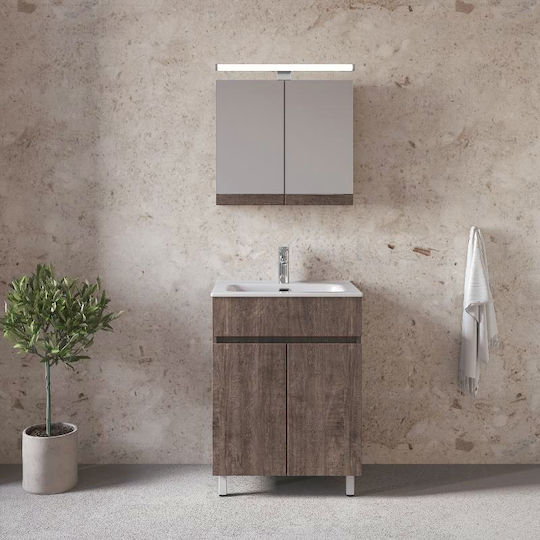 Royal Toledo 100 Grau 101x46x72cm Waschtischunterschrank mit Spiegel-Schrank