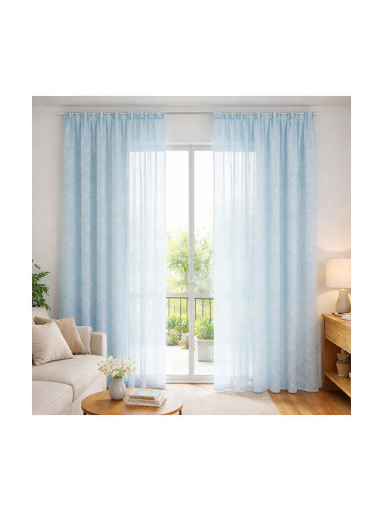 My Home Luxury Curtain with Pencil Pleat Light Blue 280x270cm